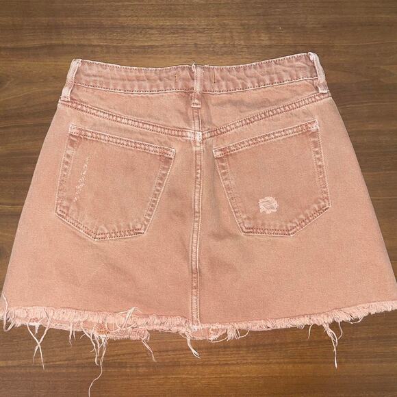Free People Distressed Denim Mini Skirt – Burnt Orange, Size 25 - Picture 2 of 10
